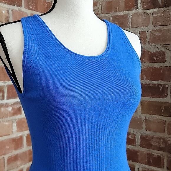 Anthropologie Girls From Savoy Blue Merino Wool Knit Pattern Tank Dress Women S - Picture 4 of 16